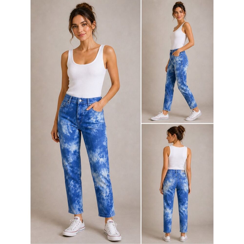 NWOT Ornella Tie Dye Jeans Size IT 42 / US 6 Blue Skinny Leg Denim Made in Italy